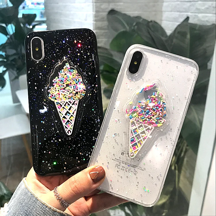 

USLION Phone Case For iPhone XR XS Max Fashion Hot Cute Ice Cream Case For iPhone 7 Plus 7 8 Plus 6 6s Plus X Phone Cases
