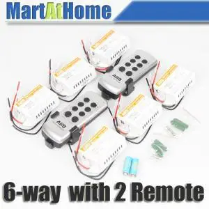 

10pcs/lot ARD 6-way Wireless Remote Control Switch Remote Control Light Switch 220v (2 Remotes) #BK108 @SD