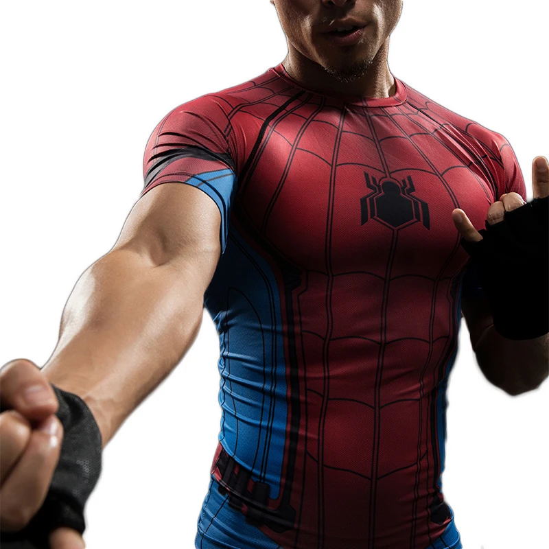 الرجال ضغط t mma rashguard الاحتفاظ باللياقة لياقة قاعدة طبقة الجلد ضيق الاثقال مطاطا الرجال القمصان بأكمام قصيرة