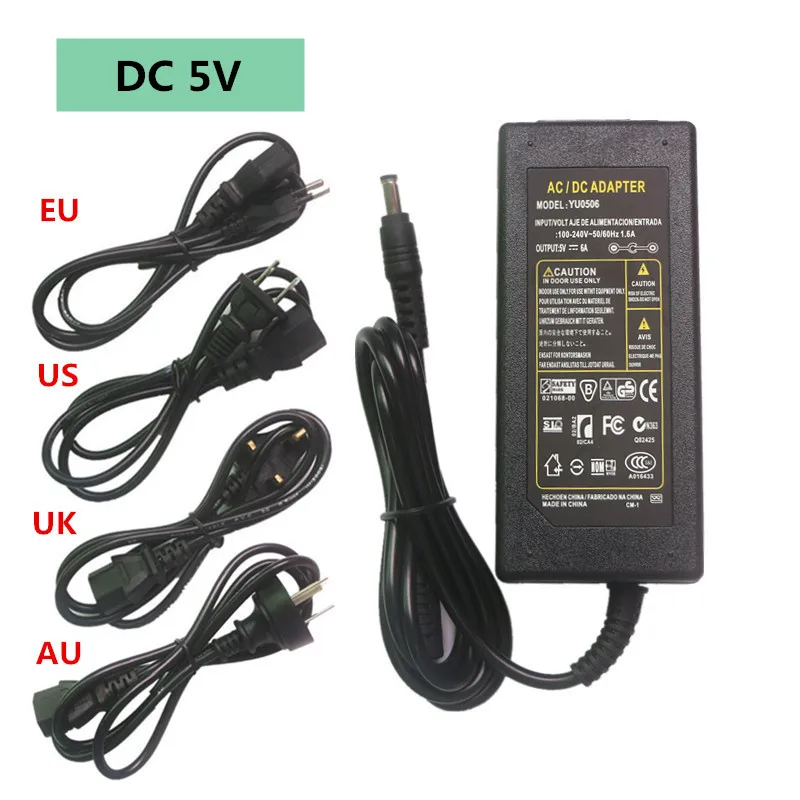 Высокое качество DC5V Светодиодная лента питания к адаптеру AC100 240V 1A 2A 3A 6A 8A 10A