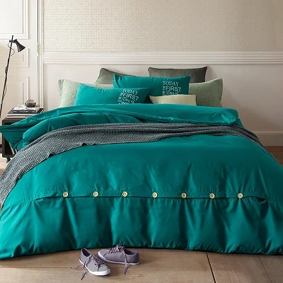 Новинка, минималистичный чистый стиль, домашний текстиль, Комплект постельного белья, набор постельного белья, пододеяльник, простыня, подушки, мягкая и удобная королева - Цвет: Зеленый