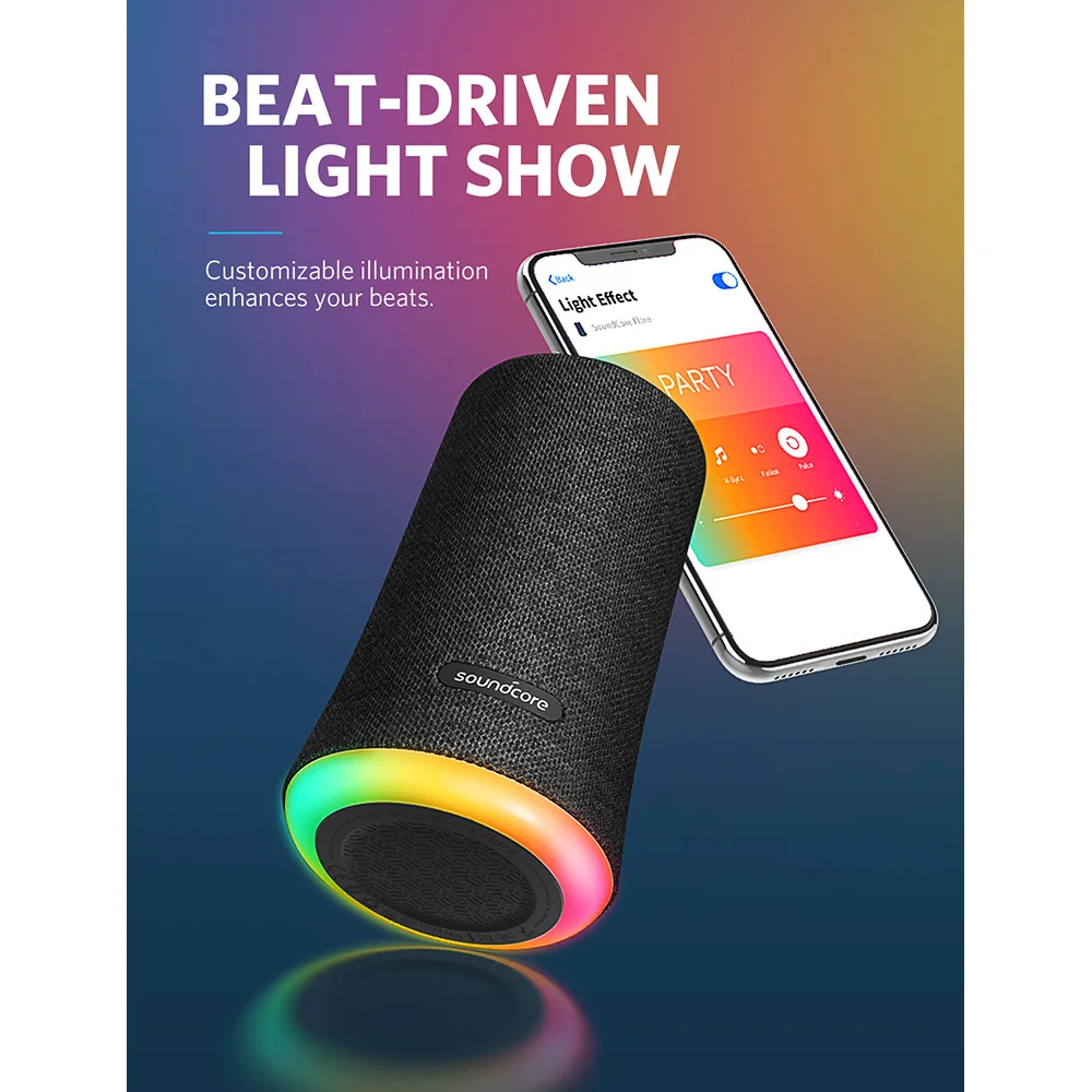  Anker Soundcore Flare Portable Bluetooth 360' Speaker with All-Round Sound Enhanced Bass Ambient LE