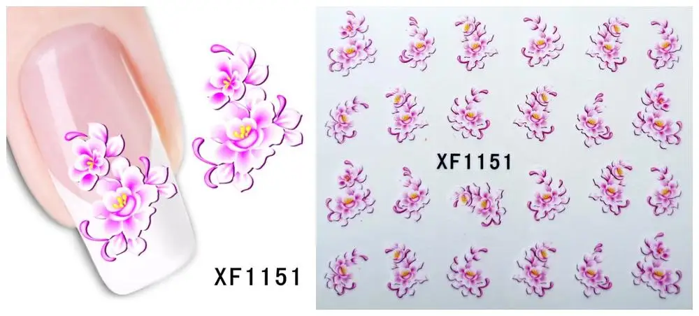 30 стилей! Модный лак для ногтей, наклейки, цветочный дизайн, переводные наклейки для ногтей - Цвет: XF1151