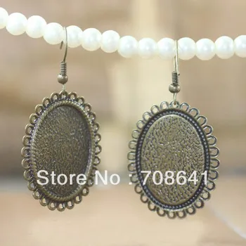 

18x25mm Blank Ear clip Cabochon Bases Oval Bezel Tray Wire Hook Earrings Settings DIY Findings Multi-color Plated