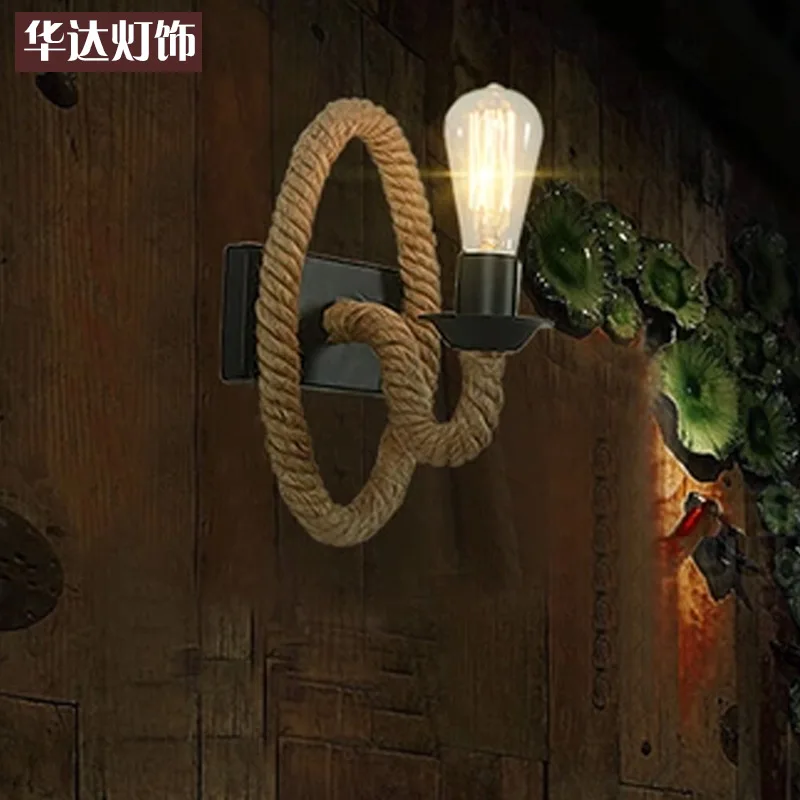 

LOFT studio personality clothes shop wall lamp bedside lamp rope Cafe American retro lamp