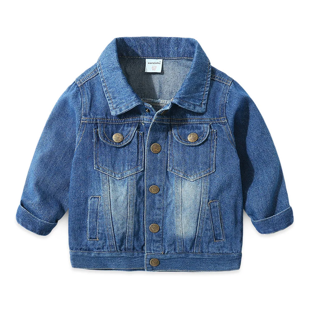 

Children's Jacket Denim Boys Solid color Jean Jackets Girls Kids clothing baby Washed cotton coat outerwear 2019 Spring Autumn