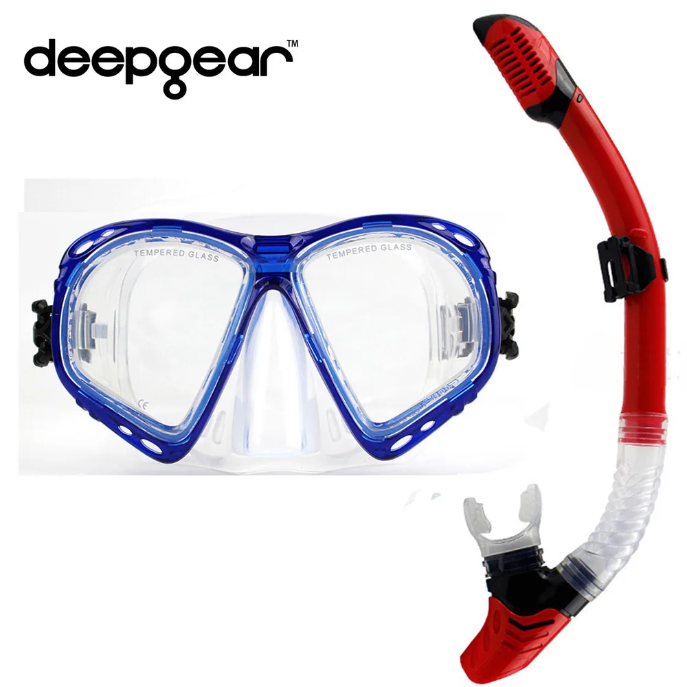 DEEPGEAR Подводная маска для подводного плавания, ныряния с дыхательной трубкой Набор прозрачный силиконовый Подводная маска сухая трубка водолазное снаряжение Топ для плавания и подводное снаряжение