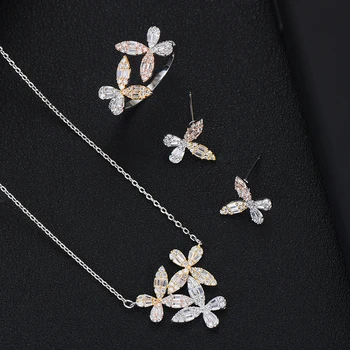 

GODKI Luxury 3PCS Earring Necklace Ring Set Dubai Jewelry Sets For Women Wedding Engagement brincos para as mulheres