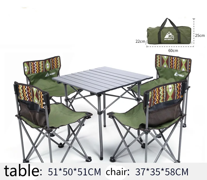 Outdoor Picnic Set Portable Folding Tables and Chairs for Camping Folding Table and Chair Set Foldable Aluminum Table - Цвет: 1