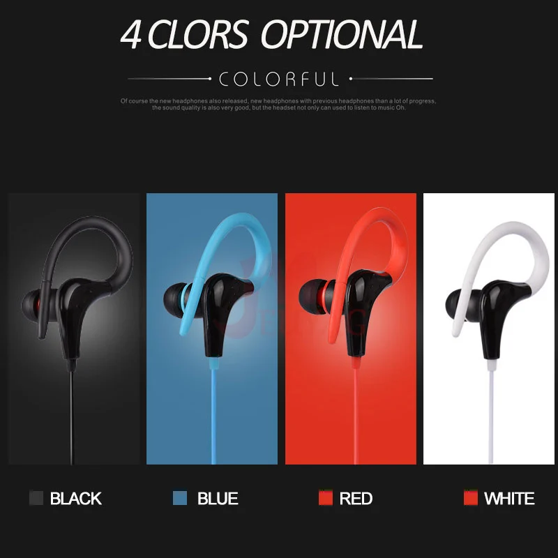 Wired Earphones 3.5mm Ear Hook Stereo Sport Running Headset Earbuds Bass With Mic For iPhone Samsung IOS Android wired earphones