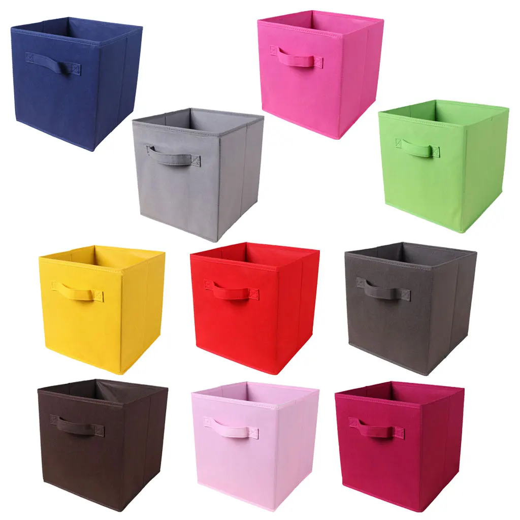Foldable Fabric Basket Bin Collapsible Storage Cube For Nursery Home ...