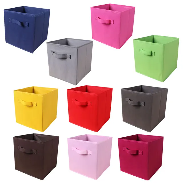 Foldable Fabric Basket Bin Collapsible Storage Cube For Nursery Home