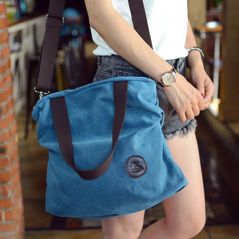 Tanie Koreański moda płótno Crossbody torba dla kobiet pojemna torba torebka dorywczo worek torba na ramię tkanina tornister szkolny dziewczyna