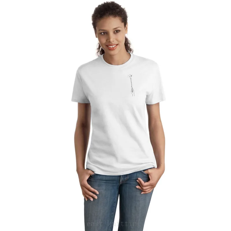 WT0206 Fashion Style Magic Wand Print Top Tee Women's Summer Short Sleeve T shirts