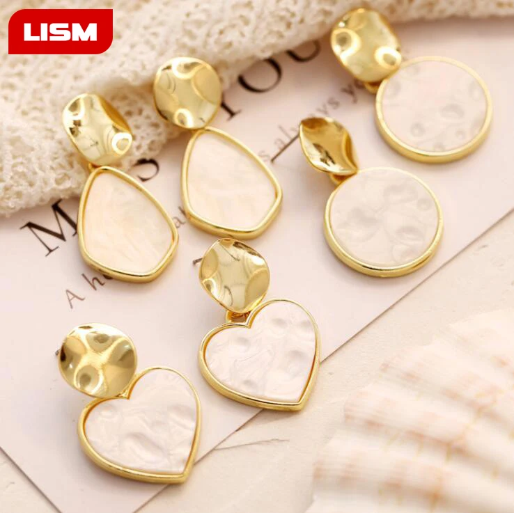 

Fashion Gold Sliver Acrylic Drop Earrings For Women 2019 New Vintage Round Heart Geometric Dangle Earring Statement Jewelry