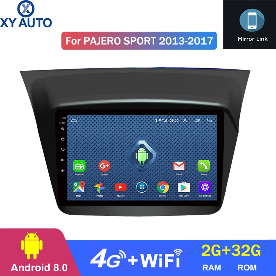 

9 inch 2.5D IPS screen 4G Lte All Netcom Android8.0 2G RAM 32G ROM Navi with USB WIFI SWC for Mitsubishi Pajero sport 2013-2017