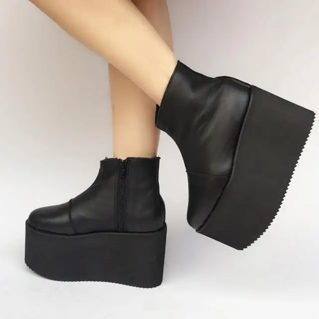 Cuero Zapatos Mujeres Princesa Fondo Y Black An1382 Punk 1 Las Grey Muffins Botas Sharp Dulce Casual Invierno dark Grueso De Moda ppqfC