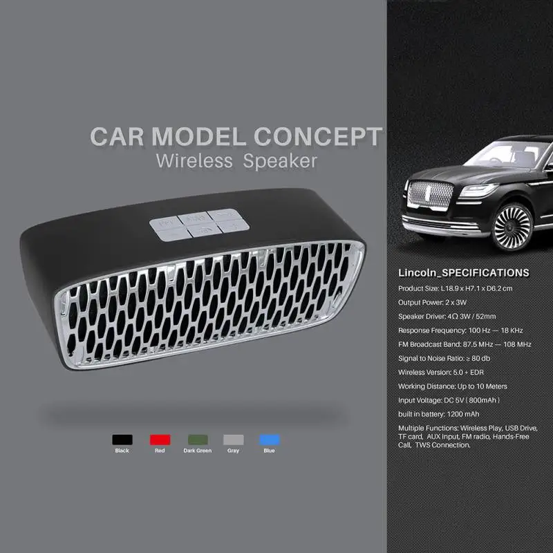 NR- HIFI Качество звука автомобиля Wriless Bluetooth 5,0 колонки Поддержка FM радио TF карты 3,5 мм AUX 3D объемный стерео