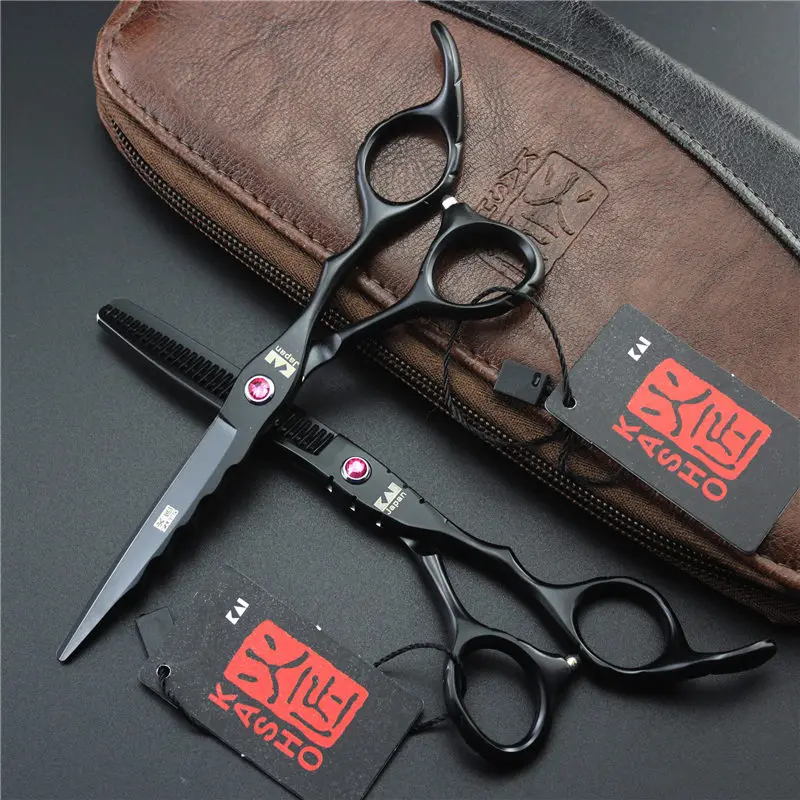 

kasho 6.0 inch Professional Barber Scissors with Leather Bag Hairdresser's Scissors 3 Colors Hair scissors Salon Cutting Tools