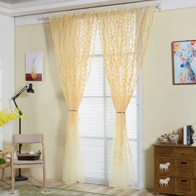 

Fashion Chic Print Room Tulle Curtain Window Door Balcony Lifting Sheer Pespective Valance Scarf Curtains Home Decoration