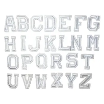 

26 Letters Embroidery Patch White Alphabet Sew Iron On Patches Embroidered Badges For Bag Jeans Hat T Shirt DIY Appliques Craft