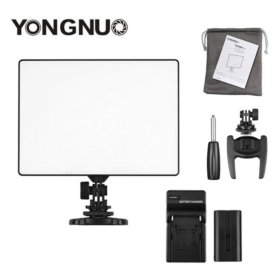 

YONGNUO YN-300 YN300 Air Camera LED Video Light Panel On Camera 3200K-5500K with Battery Charger for Canon Nikon Live Stream