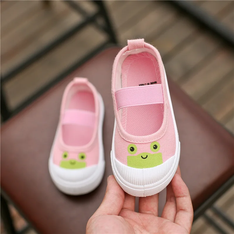 JGVIKOTO детская обувь; Повседневное парусиновая обувь для мальчиков, Сникеры для девочек Мягкая обувь мультфильм Животные Тоторо лягушка милый кролик - Цвет: pink frog