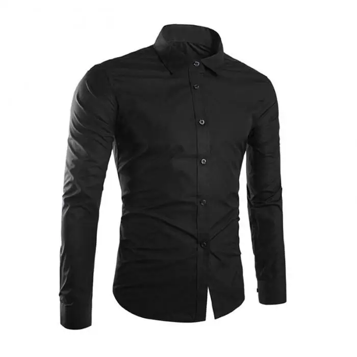 Spring Autumn Men Shirt Long Sleeve Solid Color Easy-care Anti Crease Man Casual Shirts M-3XL GDD99