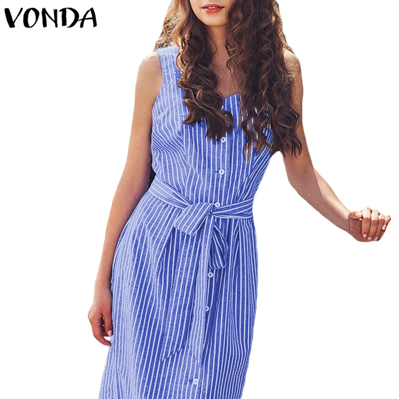 VONDA женское платье в клетку для беременных летнее повседневное сексуальное платье с высокой талией без рукавов, большие размеры, длина до колена, Vestidos Одежда для беременных