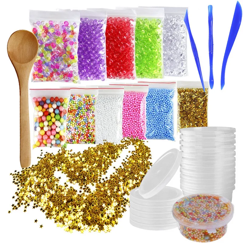 Koop Slime Plastic Maken Kleurrijke Piepschuim Foam Ballen Slime Tool Fruit Slice Voor Slime Maken Art DIY Craft Slime Tool Fruit Slice