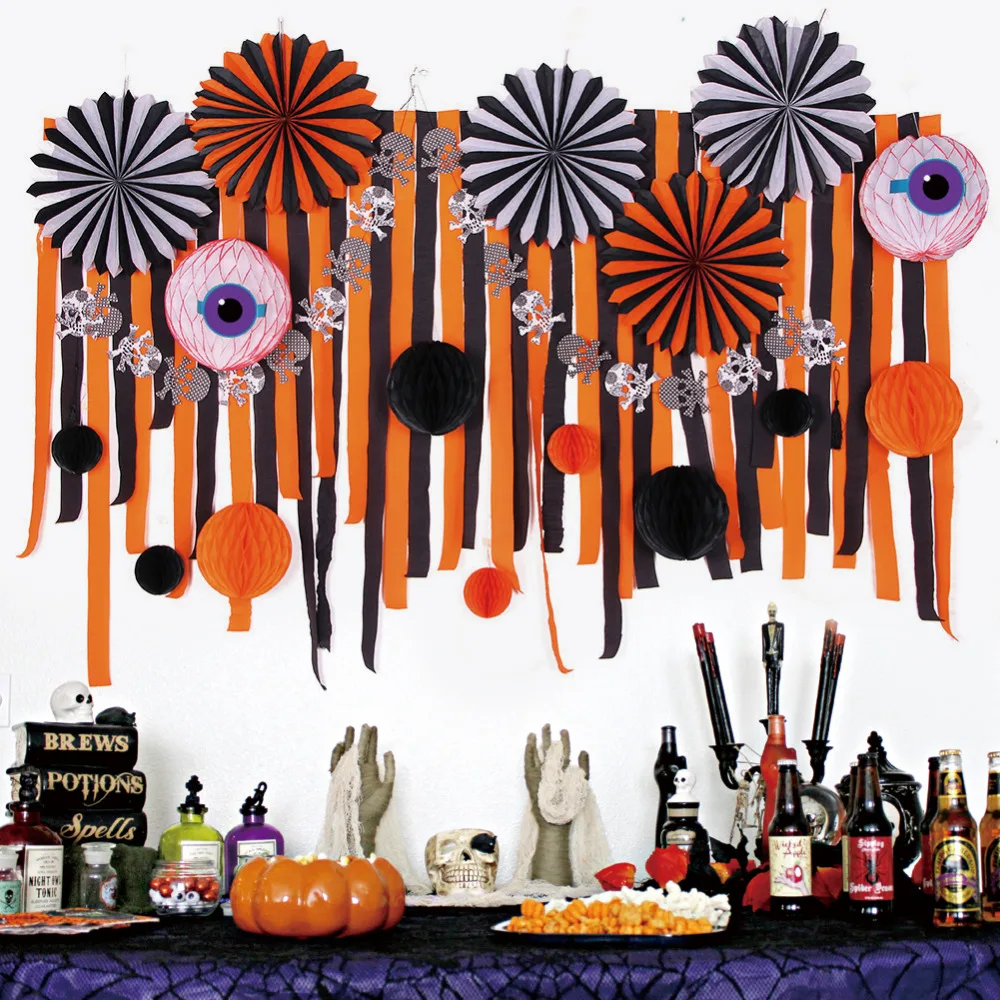 Aliexpress.com : Buy Eerie Halloween Decoration Kit Assorted Paper Pinwheels Crepe Paper ...
