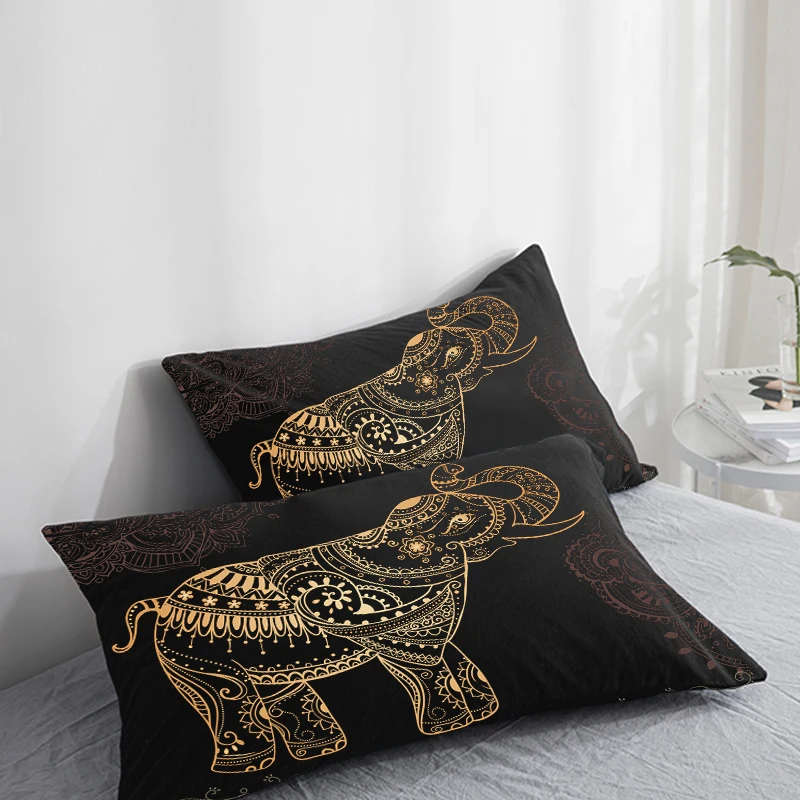 

Custom Pillow Case Pillowcase 50x70 50x75 50x80 70x70 Decorative Pillow Cover Elephant on Black Bedding Drop Shipping