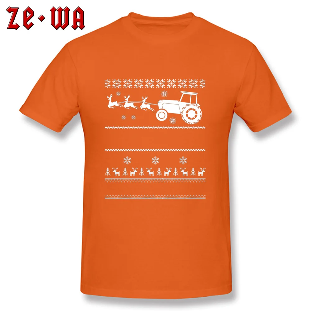 Christmas Farmer Ugly Christmas 4738 T-Shirt Casual Short Sleeve Coupons O-Neck Cotton Tops Shirt T Shirt for Men Summer/Fall Christmas Farmer Ugly Christmas 4738 orange