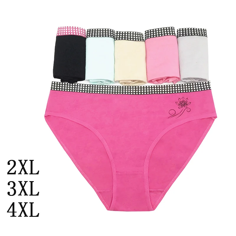 

3PCS XXL XXXL 4XL Large Size Cotton Panties Women Breathable Comfortable High Quality Cute Underwear Fashion Print Briefs Women