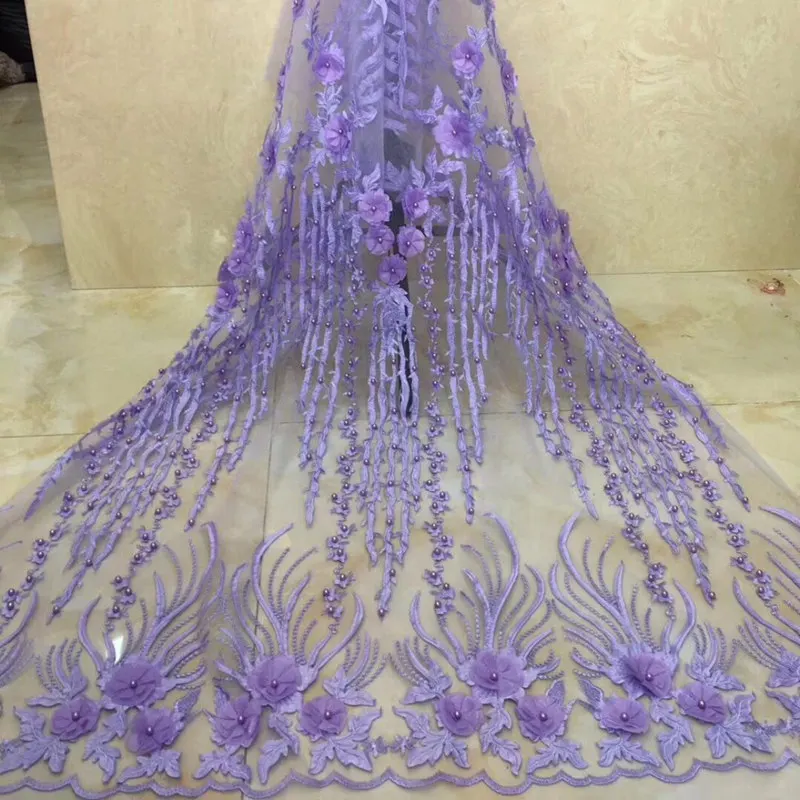 

FolaSade Most Popular Beautiful Beads Lace Fabric For Wedding Dress 2018 Best Quality 3D Embroidery French Net Tulle Lace TY553