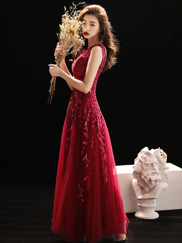 weiyin Wine Red Lace Evening Dresses Long 2019 Sleeveless Zipper Elegant Robe De Soiree Abendkleider Evening Prom Party Gown weiyin Wine Red Lace Evening Dresses Long 2019 Sleeveless Zipper Elegant Robe De Soiree Abendkleider Evening Prom Party Gown