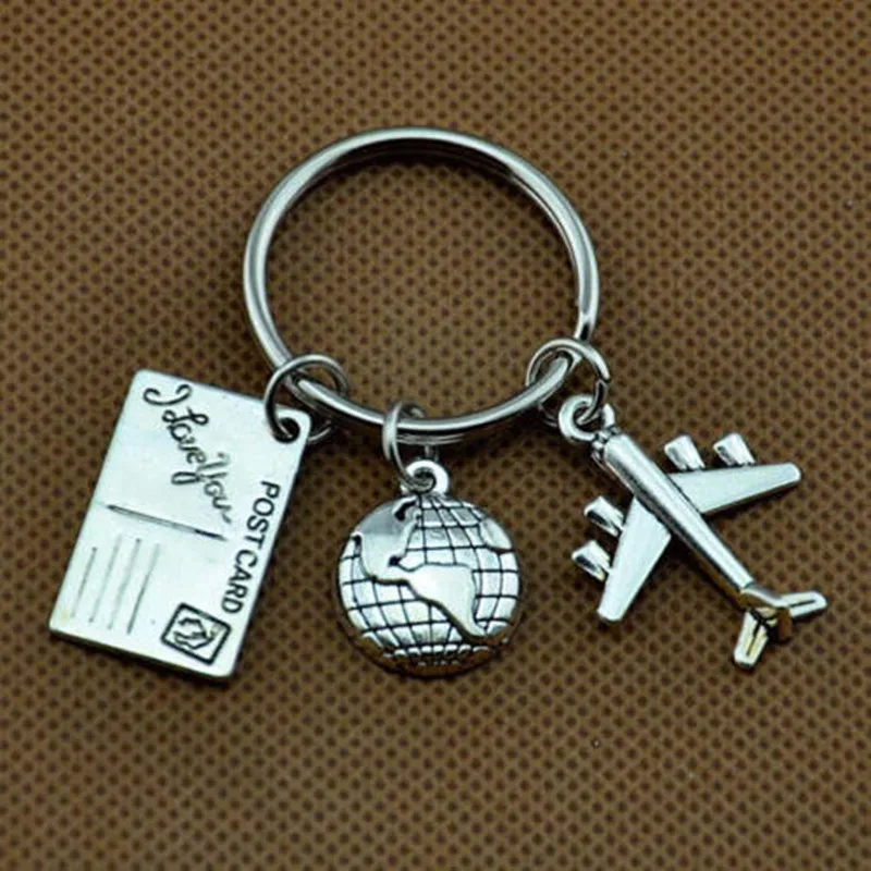 Брелок с эмблемами путешествий, глобус и брелок для ключей «Самолет», подарок для стюардессы