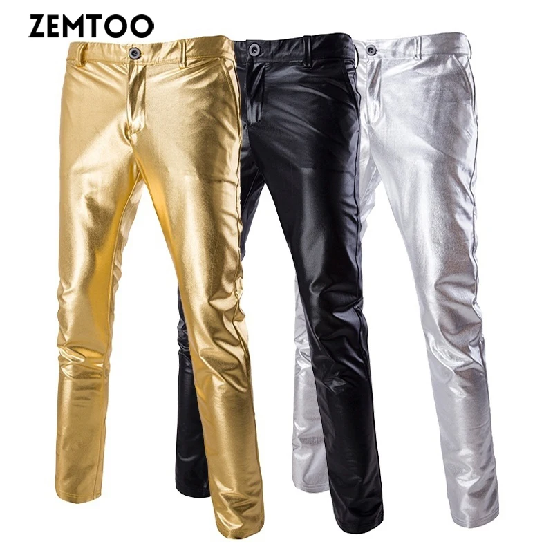 Новые мужские колготки золотые, серебряные и черные трехцветные повседневные брюки с покрытием