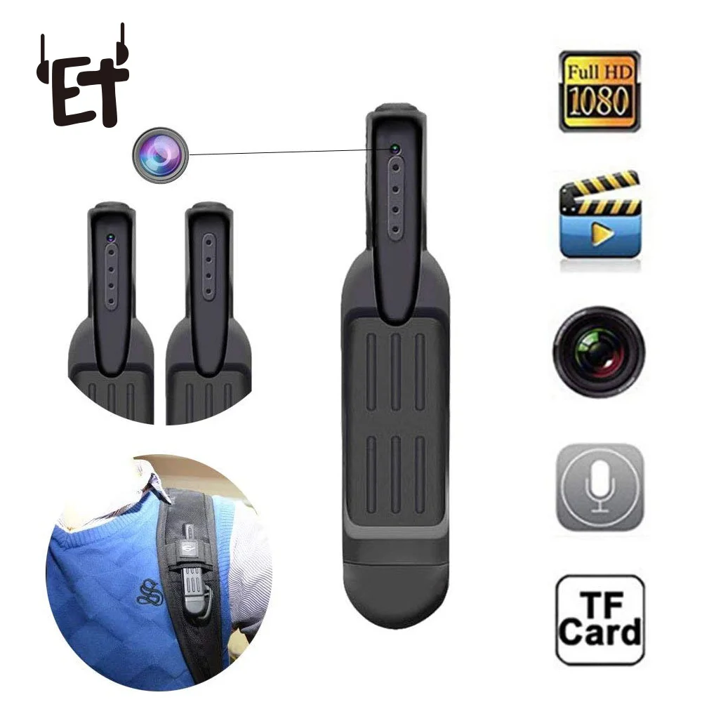 

ET T189 HD Mini Camera 1080P Mini DV Camcorder Pen Camera Portable Voice Recorder with Clip Wearable Body Camera Micro Cam