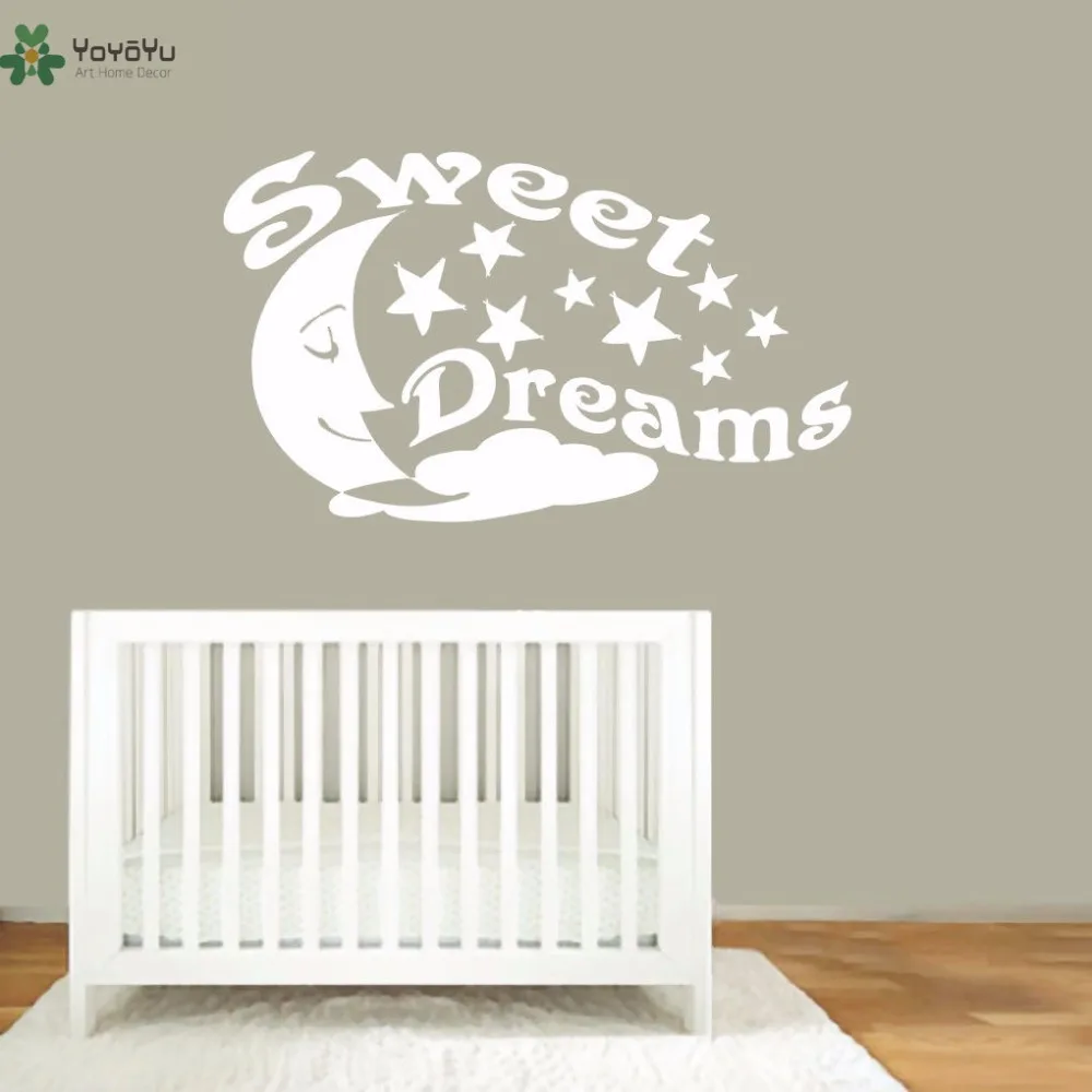 

YOYOYU Vinyl Wall Decal "Sweet Dreams" Moon Clouds Stars Kids Room Bedroom Art Home Decoration Stickers FD375