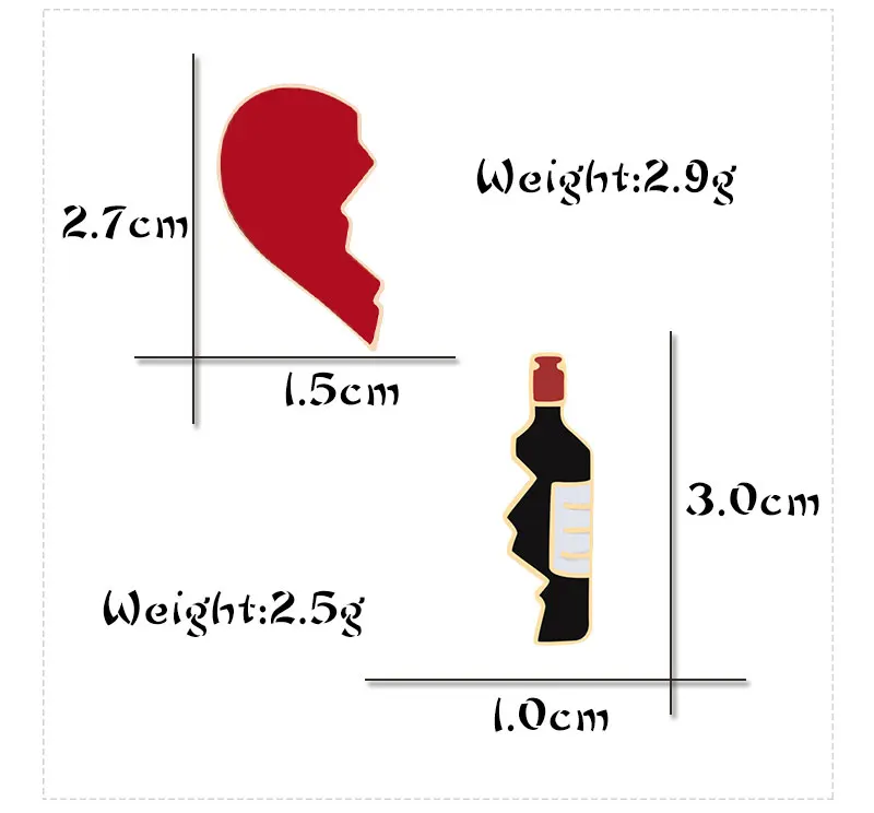 2 шт./компл. разбитое сердце бутылки вина эмаль на булавке, модная красивая брошь для влюбленных Джинсовые куртки металлический значок на булавке рюкзак, ювелирные изделия в качестве подарка
