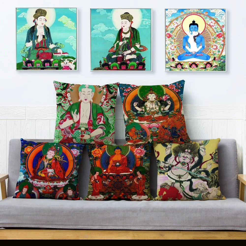 ReligiousBuddhismBuddhaStatuePrintThrowPillowCover4545cm