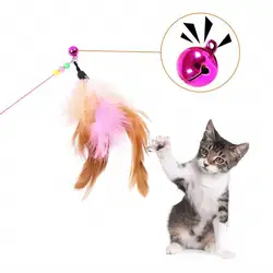 1 шт Pet выдвижной тросик игрушка с перьями игрушка с колокольчиком забавные серьги перо палка для игры игрушка кошка