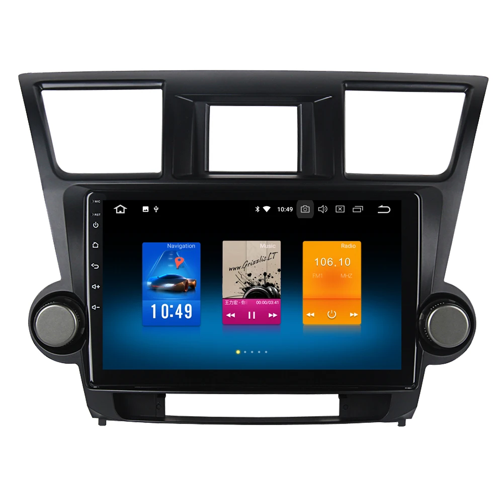 Clearance Car Radio for Toyota Highlander Kluger 2009 - 2013 Octa Core Android 9.0 Touch Screen Stereo GPS Navigation Sat Navi NO DVD 1