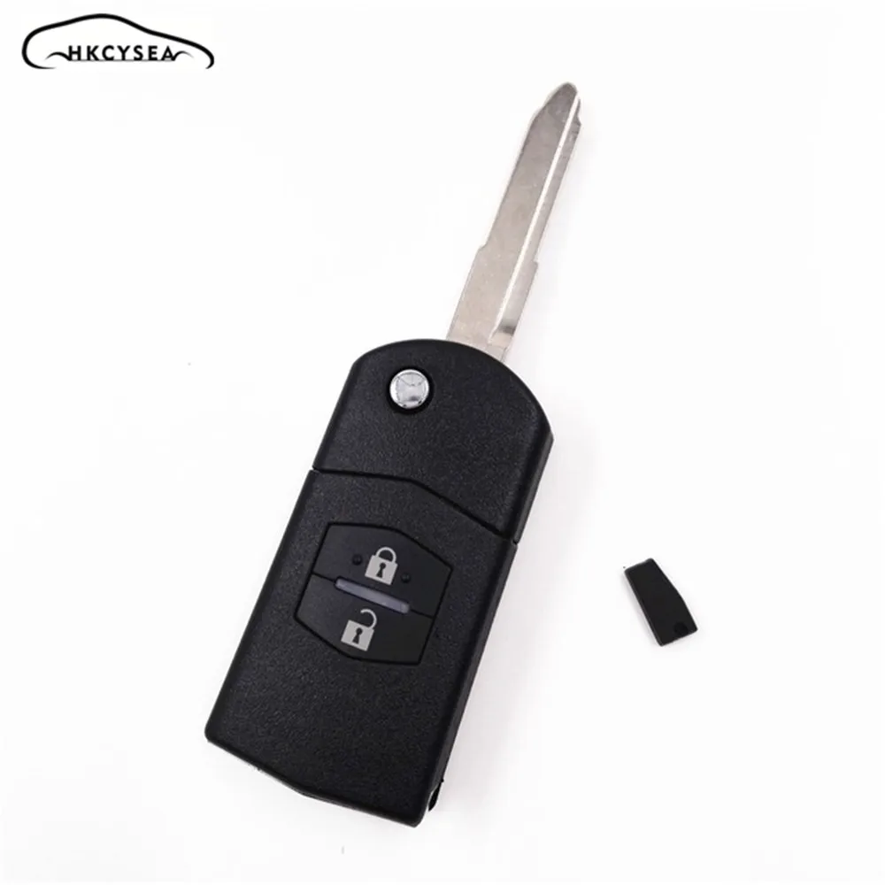 

HKCYSEA 2 Buttons 315/433MHZ Flip Folding Remote Key with 4D63 Chip for Mazda 3 6 M3 M6