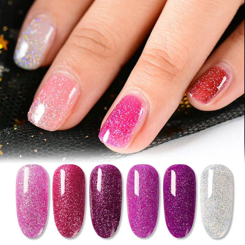 

RBAN NAIL Glitter Platinum UV Nail Gel Varnishes Soak Off Shiny Gel Semi Permanent Nail Polish Set For Manicure Gel Glitter