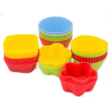 Набор из 12 штук(1 дюжина) Круглый формованный Силиконовый формы для выпечки торта желе силиконовая форма кекс форма чашка для маффинов 7 см