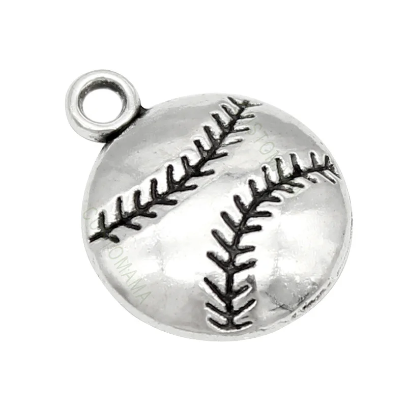 100pcs- Antique Tibetan Silver Plated Baseball Charms Pendant 18x14mm | Украшения и аксессуары