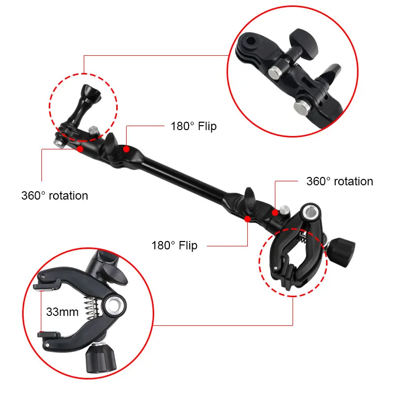 360 Degrees Adjustable Instrument Guitar Drums Music Jam with Clamp  for GoPro Hero 5 4 3 Hero 3+ for SJCAM Xiaoyi AEE (3)