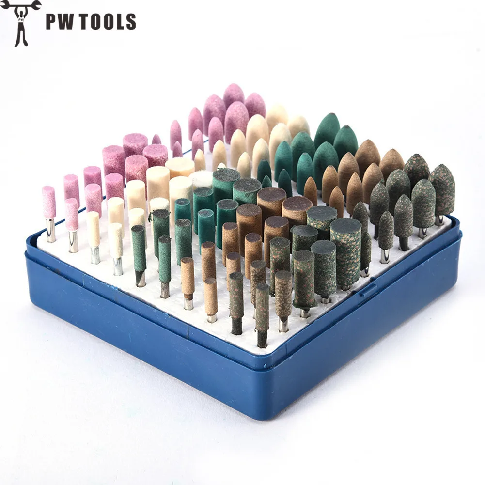 100 pcs/Set Polishing Head Set Include Grinding Wheel Rubber Leather